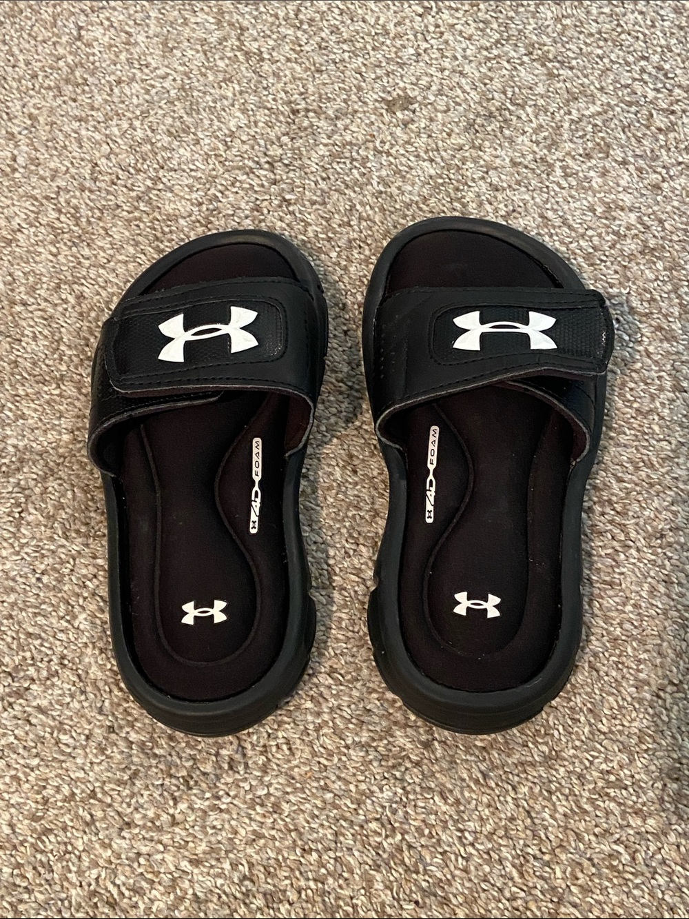Under Armour Black Kids' Adjustable Slide Sandals with White Logo